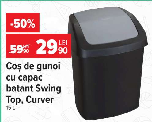 Coș de gunoi cu capac batant Swing Top, Curver