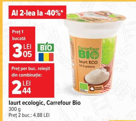Iaurt ecologic Carrefour Bio