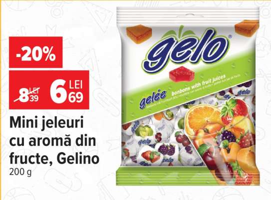 Mini jeleuri cu aromă din fructe, Gelino