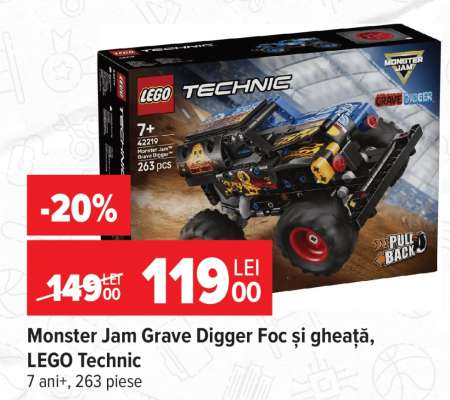 Monster Jam Grave Digger Foc și gheață, LEGO Technic