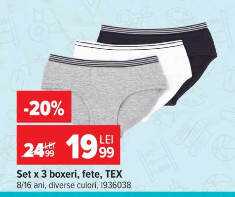 Set x 3 boxeri, fete, TEX