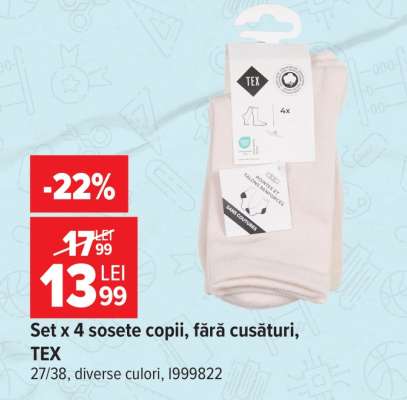 Set x 4 sosete copii, fără cusături, TEX