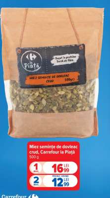 Miez semințe de dovleac crud, Carrefour la Piață
