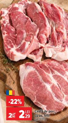 Ceafă de porc, cu os, felii