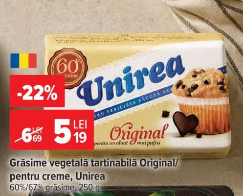 Grăsime vegetală tartinabilă Original/pentru creme, Unirea