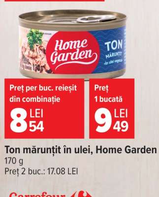 Ton mărunțit în ulei, Home Garden