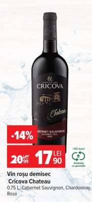 Vin roșu demisec Cricova Chateau