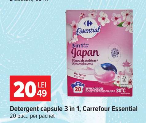 Detergent capsule 3 în 1, Carrefour Essential