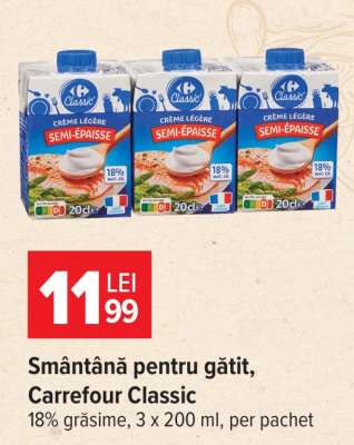 Smântână pentru gătit, Carrefour Classic