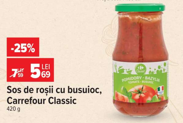 Sos de roșii cu busuioc, Carrefour Classic