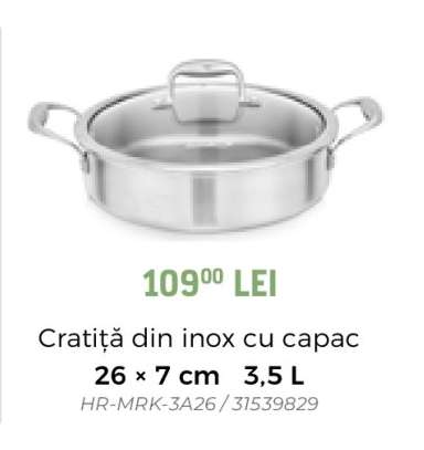 Cratită din inox cu capac