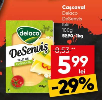 Cașcaval Delaco DeSenviș felii 100g