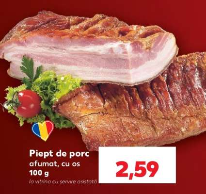 Piept de porc afumat, cu os