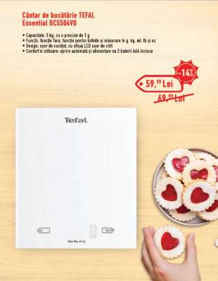 Cântar de bucătărie TEFAL Essential BC5504VO