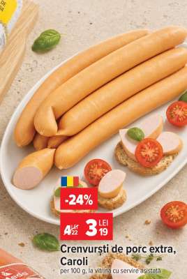 Crenvurști de porc extra, Caroli