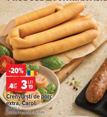 Crenvurști de porc extra, Caroli