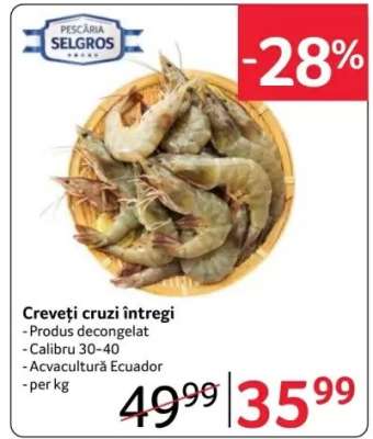 Creveți cruzi întregi