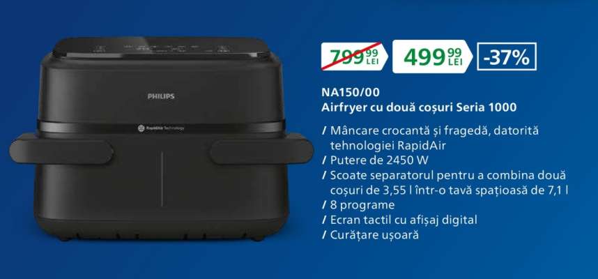 NA150/00 Airfryer cu două coșuri Seria 1000