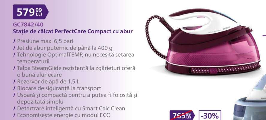 GC7842/40 Stație de călcat PerfectCare Compact cu abur