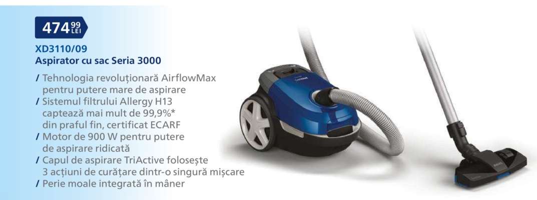 XD3110/09 Aspirator cu sac Seria 3000