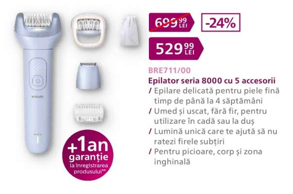 Epilator Seria 8000 cu 5 accesorii