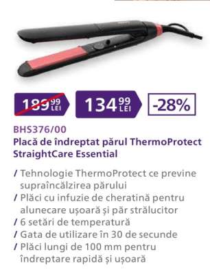 Placă de îndreptat părul ThermoProtect StraightCare Essential