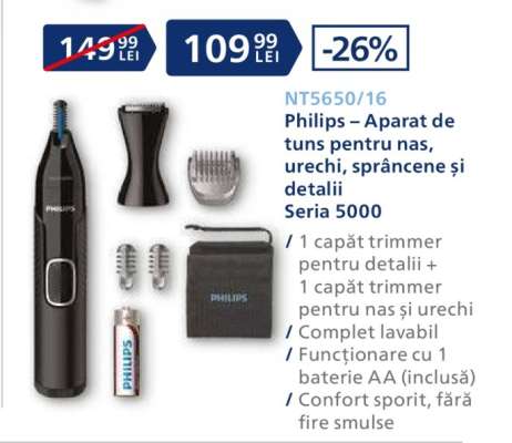 Philips – Aparat de tuns pentru nas, urechi, sprâncene și detalii Seria 5000