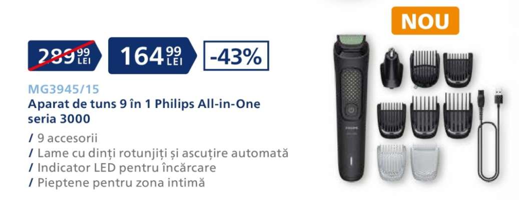 Aparat de tuns 9 in 1 Philips All-in-One seria 3000
