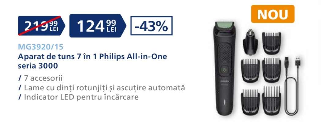 Aparat de tuns 7 in 1 Philips All-in-One seria 3000