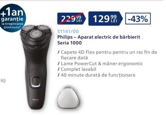 Philips – Aparat electric de bărbierit Seria 1000