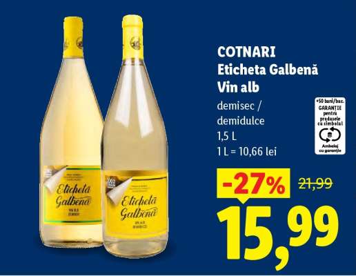 COTNARI ETICHETA GALBENĂ VIN ALB