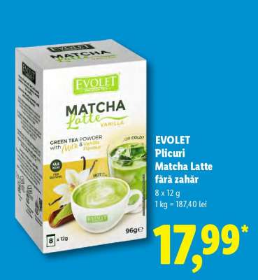 Evolet Plicuri Matcha Latte fără zahăr