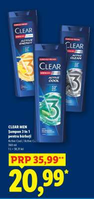 CLEAR MEN Șampon 3 în 1 pentru bărbați
