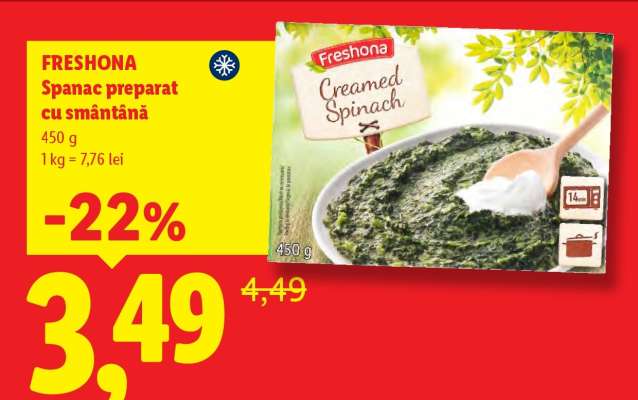 Freshona Spanac preparat cu smântână