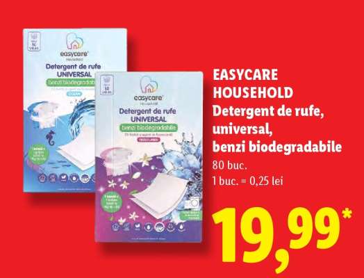 EASYCARE HOUSEHOLD Detergent de rufe, universal, benzi biodegradabile