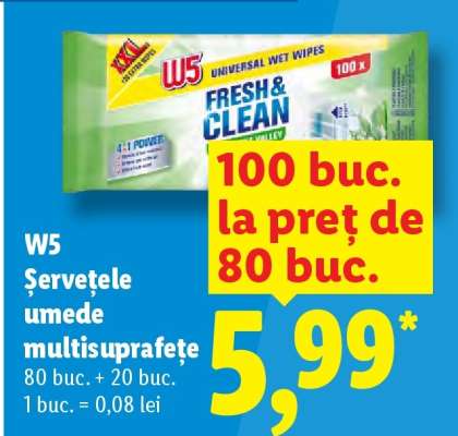 W5 Șervețele umede multisuprafețe