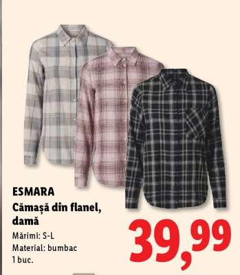 ESMARA Cămașă din flanel, damă
