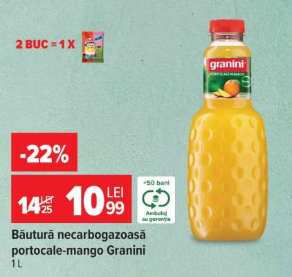 Băutură necarbonatată portocale-mango Granini