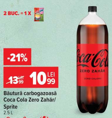 Băutură carbogazoasă Coca Cola Zero Zahăr/Sprite