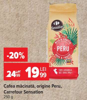 Cafea măcinată, origine Peru, Carrefour Sensation