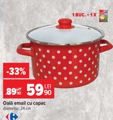 Oală email cu capac