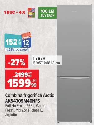 Combină frigorifică Arctic AK54305M40NFS