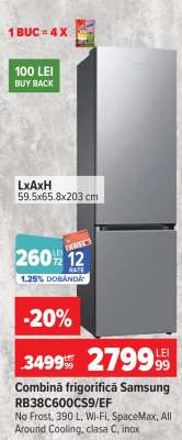 Combină frigorifică Samsung RB38C600CS9/EF