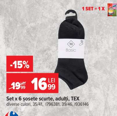 Set x 6 șosete scurte, adulți, TEX
