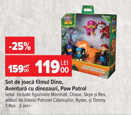 Set de joacă filmul Dino, Aventură cu dinozauri, Paw Patrol