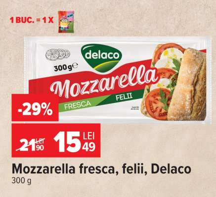 Mozzarella fresca, felii, Delaco