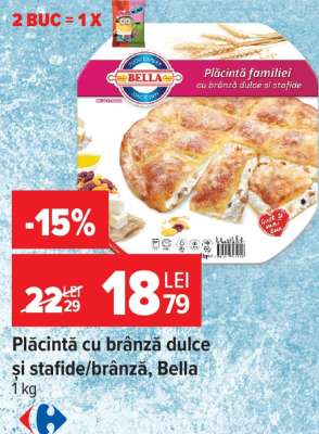 Plăcintă cu brânză dulce și stafide/brânză, Bella