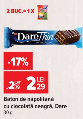Baton de napolitană cu ciocolată neagră, Dare