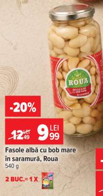 Fasole albă cu bob mare în saramură Roua