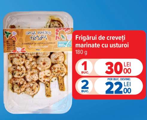 Frigărui de creveți, marinate, cu usturoi